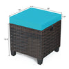 2 Pieces Rattan Patio Ottomans All Weather Outdoor Wicker Ottomans Footstools Footrests with Removable Cushions