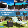 2 Pieces Rattan Patio Ottomans All Weather Outdoor Wicker Ottomans Footstools Footrests with Removable Cushions