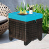 2 Pieces Rattan Patio Ottomans All Weather Outdoor Wicker Ottomans Footstools Footrests with Removable Cushions