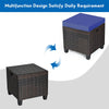 2 Pieces Rattan Patio Ottomans All Weather Outdoor Wicker Ottomans Footstools Footrests with Removable Cushions