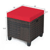 2 Pieces Rattan Patio Ottomans All Weather Outdoor Wicker Ottomans Footstools Footrests with Removable Cushions