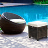 2 Pieces Rattan Patio Ottomans All Weather Outdoor Wicker Ottomans Footstools Footrests with Removable Cushions