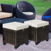 2 Pieces Rattan Patio Ottomans All Weather Outdoor Wicker Ottomans Footstools Footrests with Removable Cushions