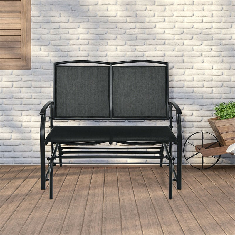 2-Person Outdoor Glider Bench Steel Frame Patio Rocking Loveseat Armchair Superior Fabric, 400 Lbs Capacity for Garden Backyard