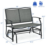 2-Person Outdoor Glider Bench Steel Frame Patio Rocking Loveseat Armchair Superior Fabric, 400 Lbs Capacity for Garden Backyard