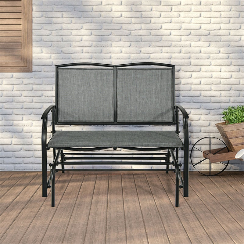 2-Person Outdoor Glider Bench Steel Frame Patio Rocking Loveseat Armchair Superior Fabric, 400 Lbs Capacity for Garden Backyard