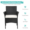 2 Pieces Outdoor PE Rattan Armchairs Patio Wicker Chairs with Removable Cushions, Cane Back Dining Chairs for Garden Backyard Lawn Indoor