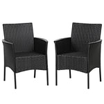 2 Pieces Outdoor PE Rattan Armchairs Patio Wicker Chairs with Removable Cushions, Cane Back Dining Chairs for Garden Backyard Lawn Indoor