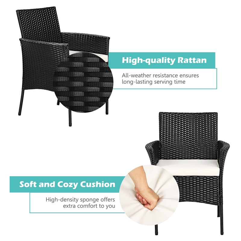 2 Pieces Outdoor PE Rattan Armchairs Patio Wicker Chairs with Removable Cushions, Cane Back Dining Chairs for Garden Backyard Lawn Indoor