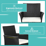 2 Pieces Outdoor PE Rattan Armchairs Patio Wicker Chairs with Removable Cushions, Cane Back Dining Chairs for Garden Backyard Lawn Indoor