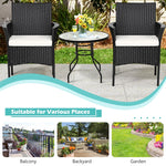 2 Pieces Outdoor PE Rattan Armchairs Patio Wicker Chairs with Removable Cushions, Cane Back Dining Chairs for Garden Backyard Lawn Indoor