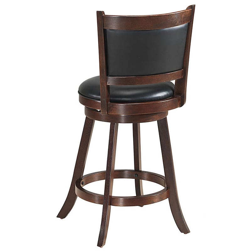 Swivel Bar Stool Set of 2, 24" Counter Height Bar Stools Rubber Wood Frame with PVC Leather Cushioned Seat & Back for Kitchen Island Pub