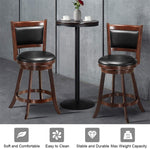 Swivel Bar Stool Set of 2, 24" Counter Height Bar Stools Rubber Wood Frame with PVC Leather Cushioned Seat & Back for Kitchen Island Pub