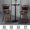 24" Swivel Bar Stool Set of 2 Upholstered Counter Height Bar Stools Wooden Dining Chair with PVC Cushioned Seat