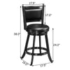 24" Swivel Bar Stool Set of 2 Upholstered Counter Height Bar Stools Wooden Dining Chair with PVC Cushioned Seat