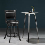 24" Swivel Bar Stool Set of 2 Upholstered Counter Height Bar Stools Wooden Dining Chair with PVC Cushioned Seat