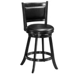 Swivel Bar Stool Set of 2, 24" Counter Height Bar Stools Rubber Wood Frame with PVC Leather Cushioned Seat & Back for Kitchen Island Pub