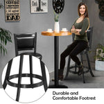 Swivel Bar Stool Set of 2, 24" Counter Height Bar Stools Rubber Wood Frame with PVC Leather Cushioned Seat & Back for Kitchen Island Pub