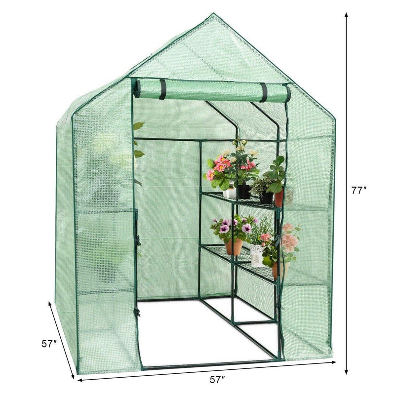 4 Tier 8 Shelves Mini Walk-in Plant Greenhouse for Outdoor Garden - Bestoutdor