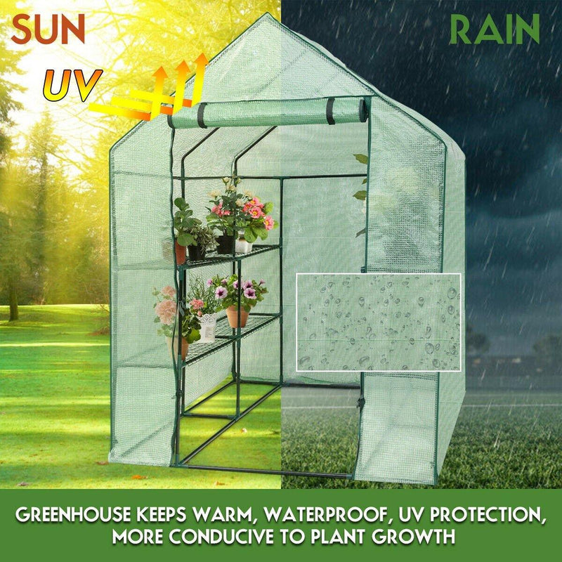 4 Tier 8 Shelves Mini Walk-in Plant Greenhouse for Outdoor Garden - Bestoutdor