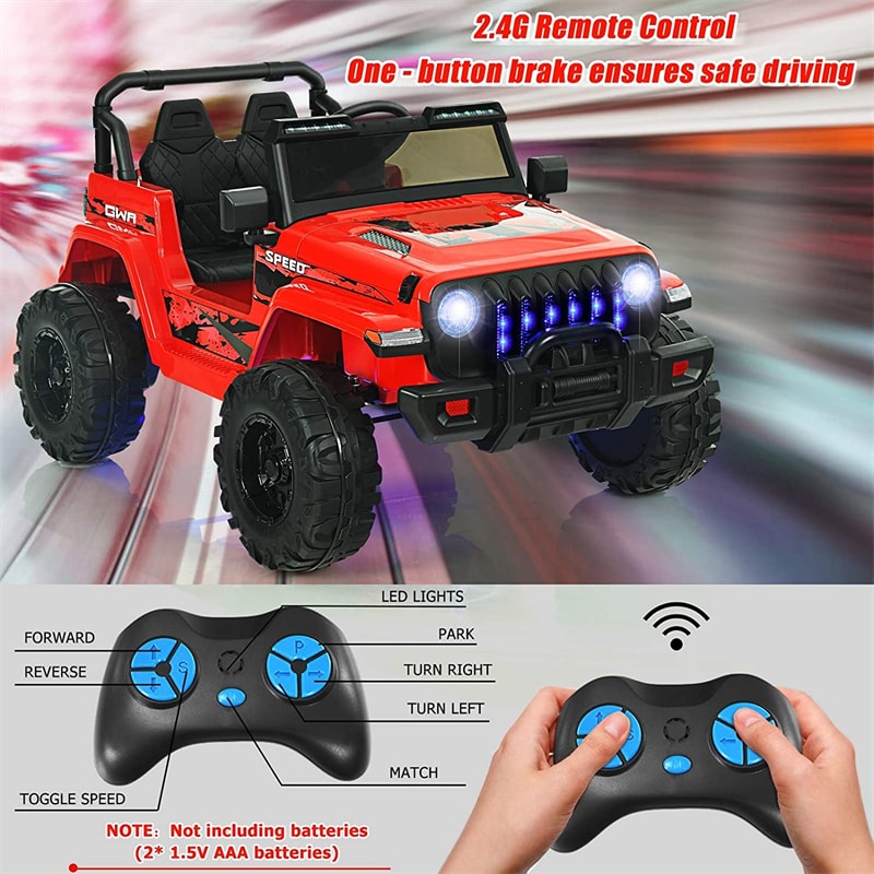 Kids Ride on Car Truck 2-Seater 12V Battery Powered Electric Car with Remote Control & LED Lights