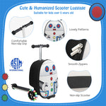 2-in-1 Hardshell Ride on Scooter Suitcase Kids Folding Scooter Luggage with Lighted Wheels & Retractable Handle