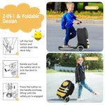 2-in-1 Hardshell Ride on Scooter Suitcase Kids Folding Scooter Luggage with Lighted Wheels & Retractable Handle