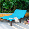 2-Person Patio Rattan Lounge Chair Outdoor Double Chaise Lounge Wicker Daybed Sun Lounger Adjustable Backrest with Cushions & Wheels