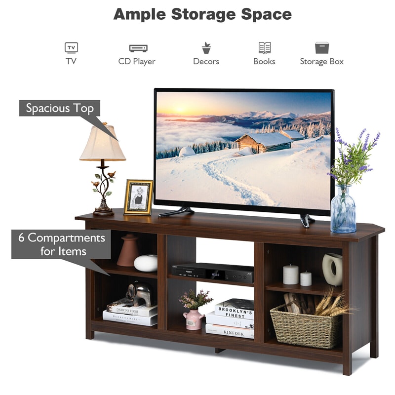 2-Tier Farmhouse Universal TV Stand for TVs Up to 65", 58" Entertainment Center Media Console with Removable Shelves