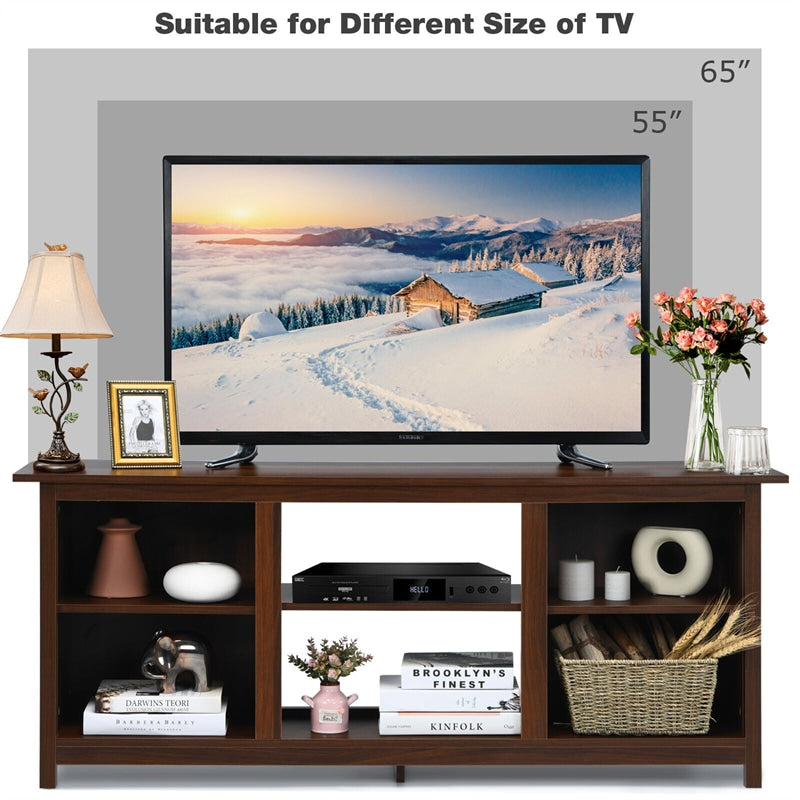 2-Tier Farmhouse Universal TV Stand for TVs Up to 65", 58" Entertainment Center Media Console with Removable Shelves