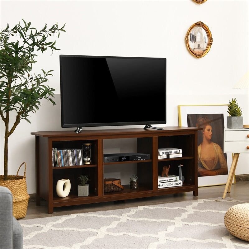 2-Tier Farmhouse Universal TV Stand for TVs Up to 65", 58" Entertainment Center Media Console with Removable Shelves