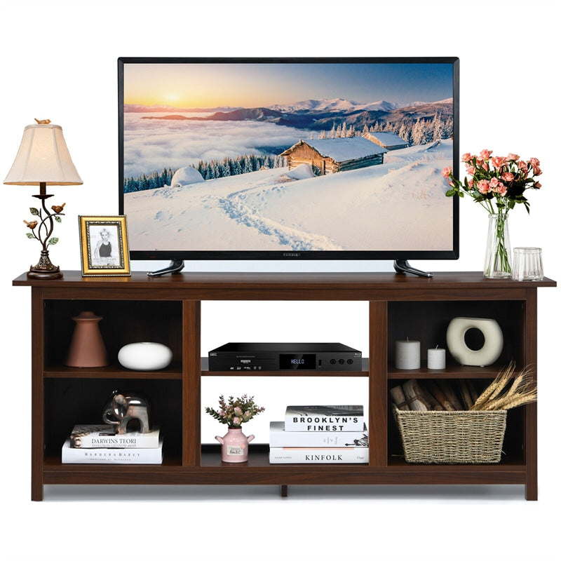 2-Tier Farmhouse Universal TV Stand for TVs Up to 65", 58" Entertainment Center Media Console with Removable Shelves