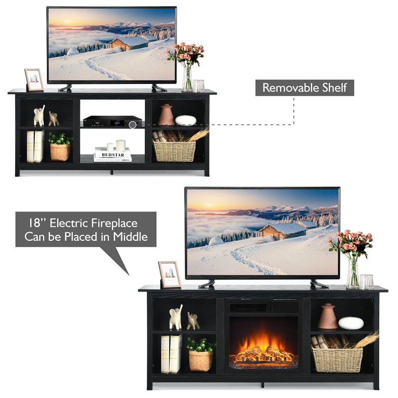 2-Tier Farmhouse Universal TV Stand for TVs Up to 65", 58" Entertainment Center Media Console with Removable Shelves