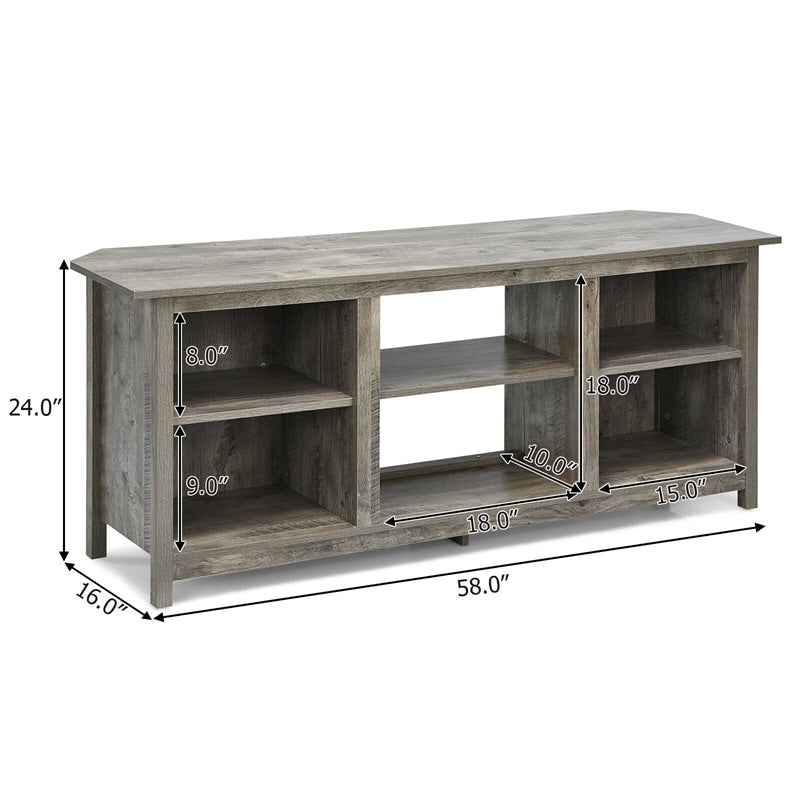 2-Tier Farmhouse Universal TV Stand for TVs Up to 65", 58" Entertainment Center Media Console with Removable Shelves