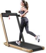 2 in 1 Folding Treadmill 2.25HP Superfit Under Desk Treadmill with Dual Display, Remote & Smart App Control, Walking Pad Treadmill for Home