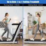 2 in 1 Folding Treadmill 2.25HP Superfit Under Desk Treadmill with Dual Display, Remote & Smart App Control, Walking Pad Treadmill for Home