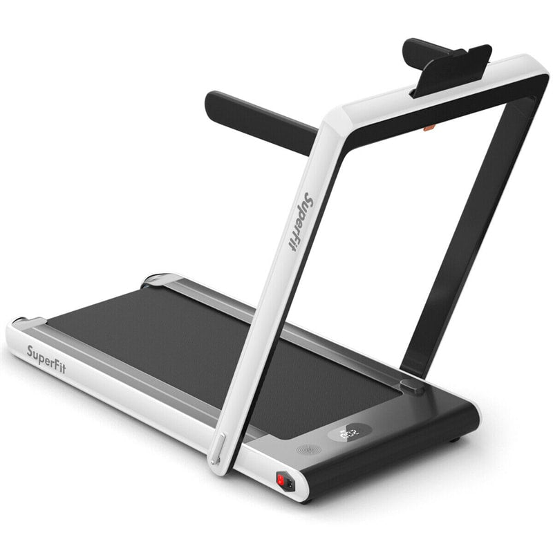 2 in 1 Folding Treadmill 2.25HP Superfit Under Desk Treadmill with Dual Display, Remote & Smart App Control, Walking Pad Treadmill for Home