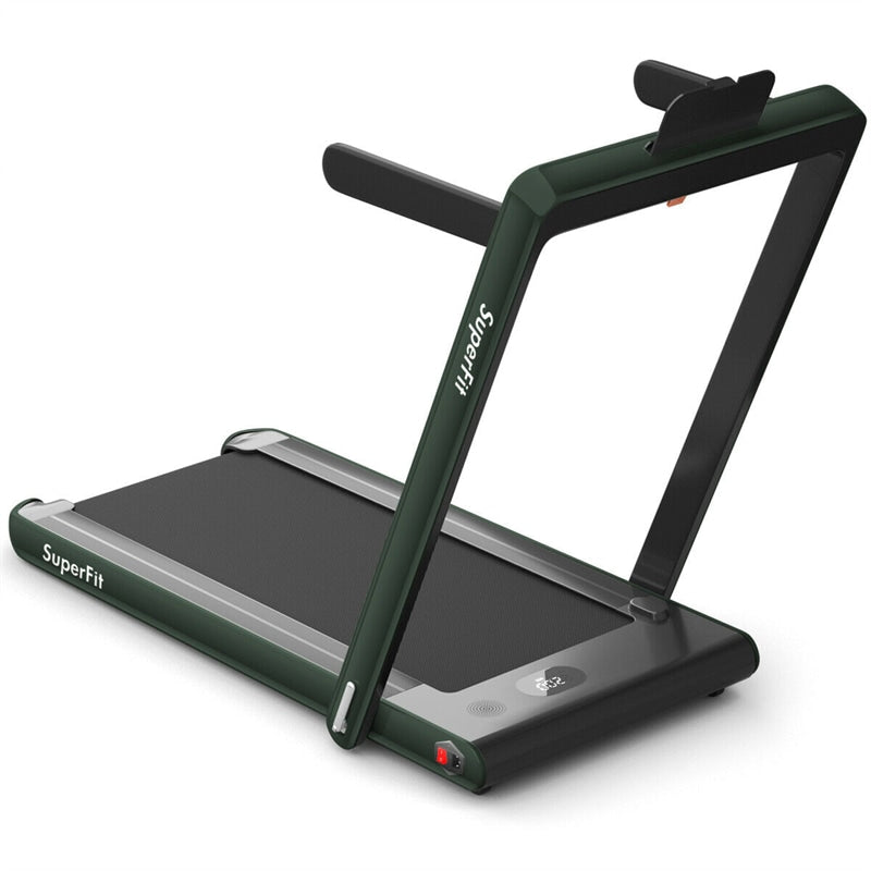 2 in 1 Folding Treadmill 2.25HP Superfit Under Desk Treadmill with Dual Display, Remote & Smart App Control, Walking Pad Treadmill for Home