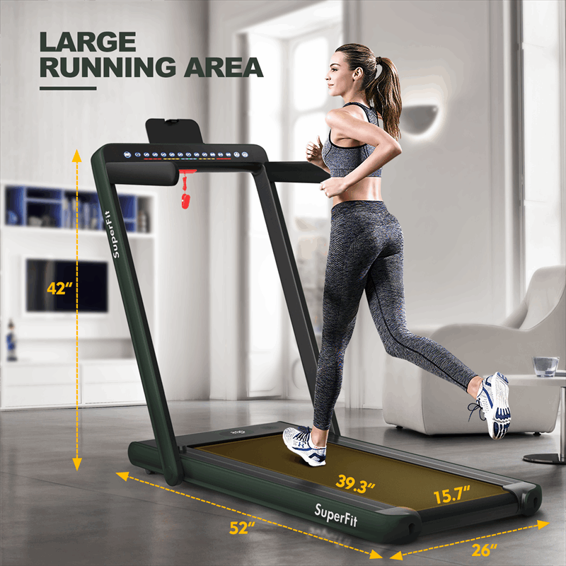 2 in 1 Folding Treadmill 2.25HP Superfit Under Desk Treadmill with Dual Display, Remote & Smart App Control, Walking Pad Treadmill for Home