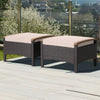 2 Piece Patio Rattan Ottomans Footrests Wicker Footstools with Acacia Wood Handles Soft Cushions