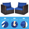 2 PCS Patio Rattan Corner Sofas Wicker Outdoor Loveseat with Cushions for Balcony Poolside Deck