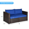 2 PCS Patio Rattan Corner Sofas Wicker Outdoor Loveseat with Cushions for Balcony Poolside Deck