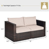 2 PCS Patio Rattan Corner Sofas Wicker Outdoor Loveseat with Cushions for Balcony Poolside Deck