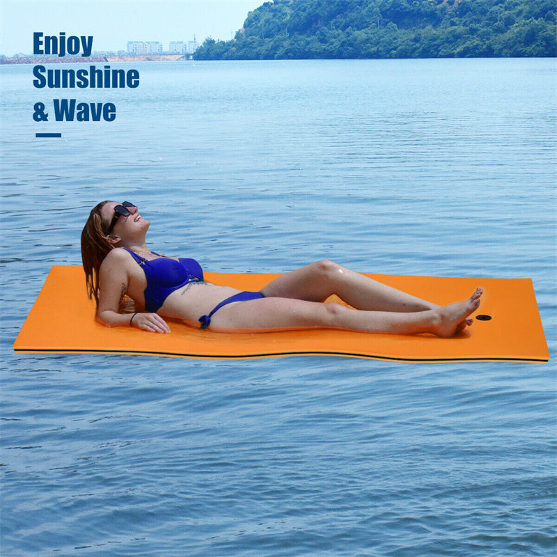 Floating Water Pad 3-Layer Tear Resistant XPE Foam Water Mat 83" x 26" Foam Pool Float with Rolling Pillow Design for Lake Water Activities