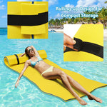 Floating Water Pad 3-Layer Tear Resistant XPE Foam Water Mat 83" x 26" Foam Pool Float with Rolling Pillow Design for Lake Water Activities