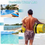 Floating Water Pad 3-Layer Tear Resistant XPE Foam Water Mat 87" x 36" Foam Pool Float with Rolling Pillow Design for Lake Water Activities