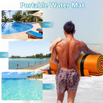 Floating Water Pad 3-Layer Tear Resistant XPE Foam Water Mat 87" x 36" Foam Pool Float with Rolling Pillow Design for Lake Water Activities