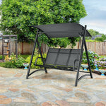 3 Person Aluminum Porch Swing Outdoor Patio Swing Chair with Adjustable Canopy