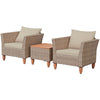 3-Piece Rattan Bistro Sofa Set Wicker Patio Furniture Set with Cushions & Side Table