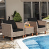 3-Piece Rattan Bistro Sofa Set Wicker Patio Furniture Set with Cushions & Side Table